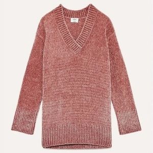 Wilfred Violetta Long Chenille V-Neck Sweater in Rose